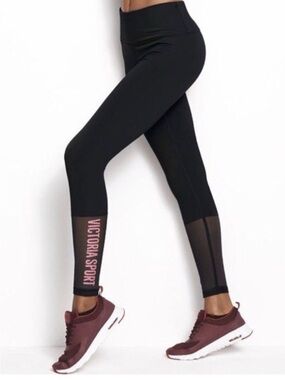 Victoria's Secret Black Leggings with Pink Logo